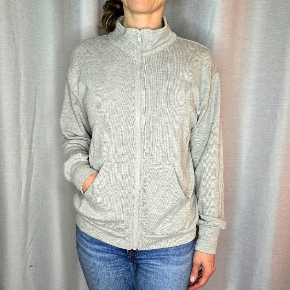 NWT Bobi funnel neck zipper front sweatshirt tan small
